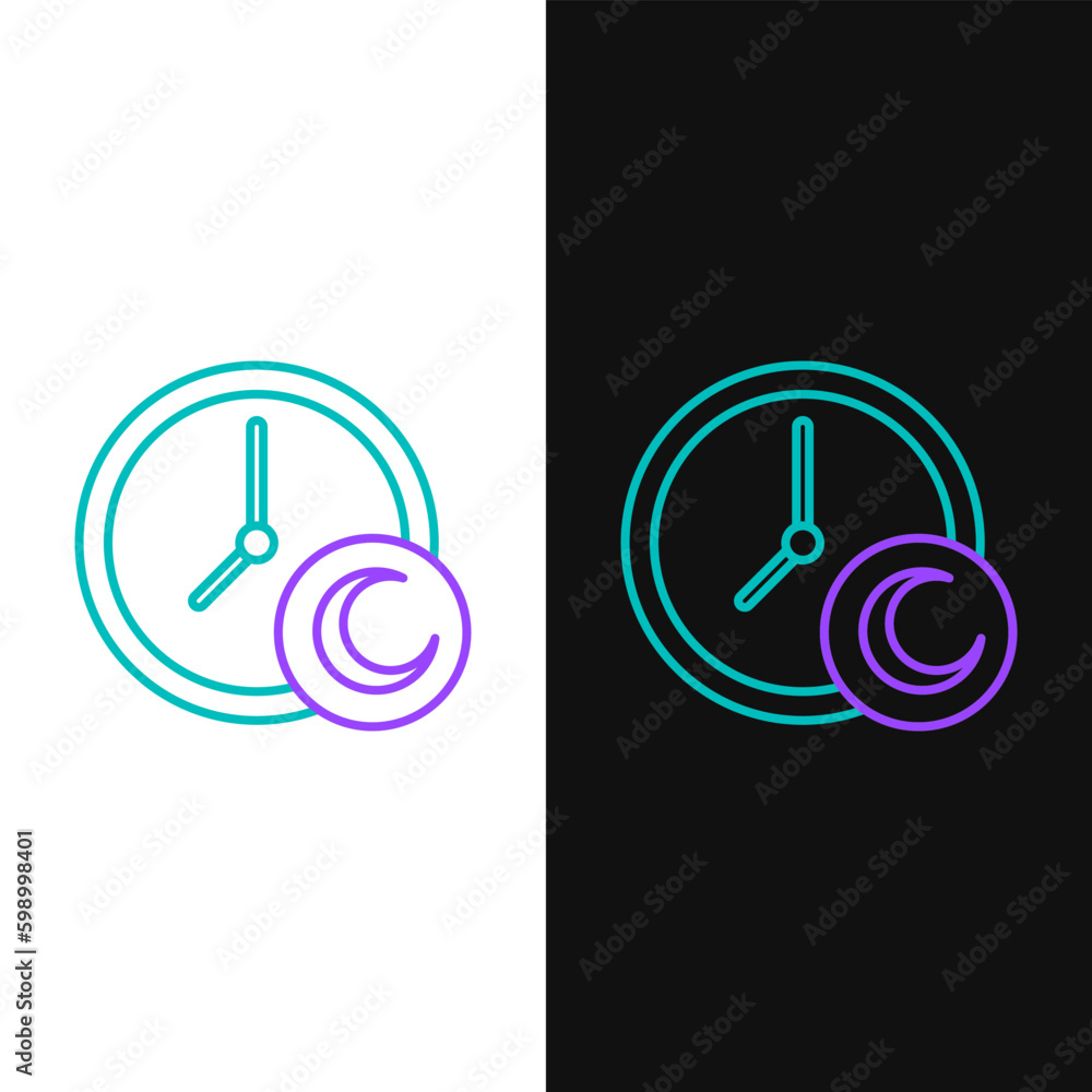 Line Time to sleep icon isolated on white and black background. Sleepy zzz. Healthy lifestyle. Colorful outline concept. Vector Line Time to sleep icon isolated on white and black background. Sleepy zzz. Healthy lifestyle. Colorful outline concept. Vector