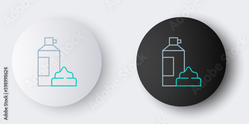 Line Whipped cream in an aerosol can icon isolated on grey background. Sweet dairy product. Milk product and sweet symbol. Colorful outline concept. Vector