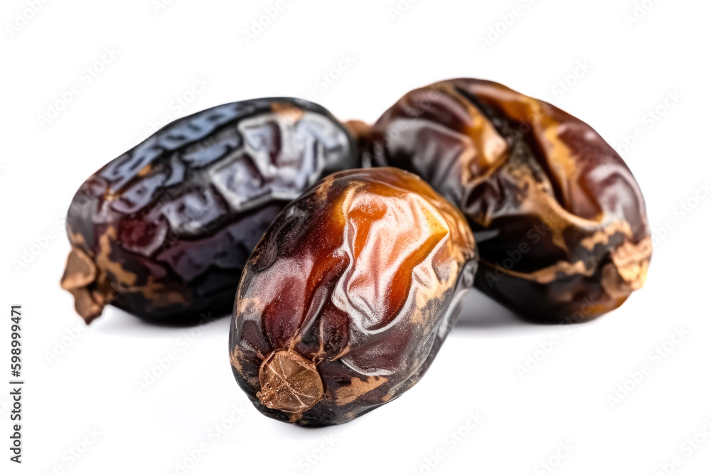 Dried dates isolated on white background. Isolate. Ai generated Dried dates isolated on white background. Isolate. Ai generated