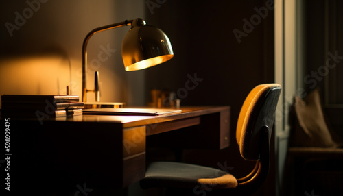Luxury modern office desk with comfortable chair generated by AI
