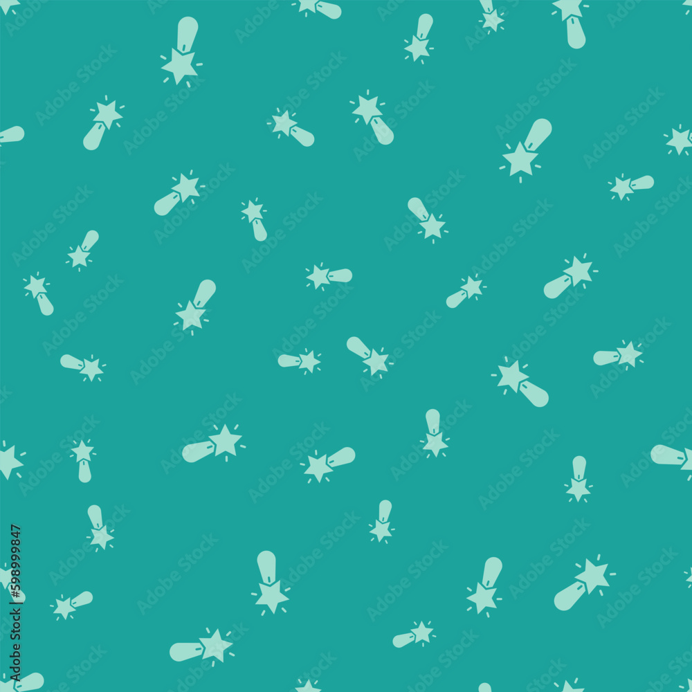Green Christmas star icon isolated seamless pattern on green background. Merry Christmas and Happy New Year. Vector Green Christmas star icon isolated seamless pattern on green background. Merry Christmas and Happy New Year. Vector