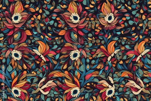 seamless tiled flowery fabric pattern illustration background 