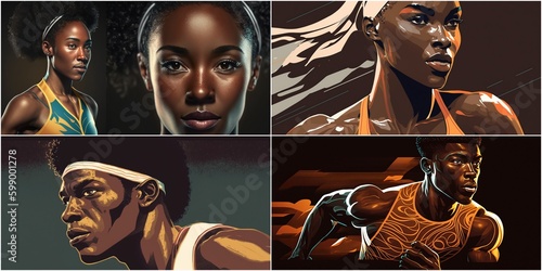 Beautifully detailed illustrations of African American athletes. They convey the strength, agility and grace of these outstanding athletes. They celebrate the diversity in sports thanks to the amazing