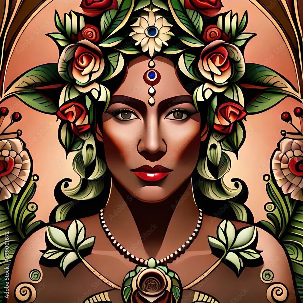Fear Form Of Mother Kali With Classical Floral Elements Generative Ai Fear Form Of Mother Kali With Classical Floral Elements Generative Ai