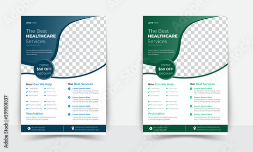 Healthcare cover, template Corporate healthcare, and medical flyer design vector or poster design layout