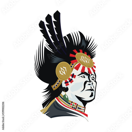 ethnic group Indians Powwow in the United, suitable for logo iconic vintage Apache
 photo