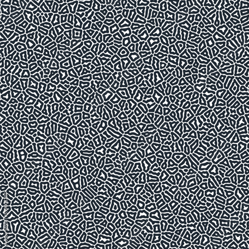 Seamless turing pattern. Small black spots and stripes on a white background. Monochrome texture. Abstract geometric vector illustration.