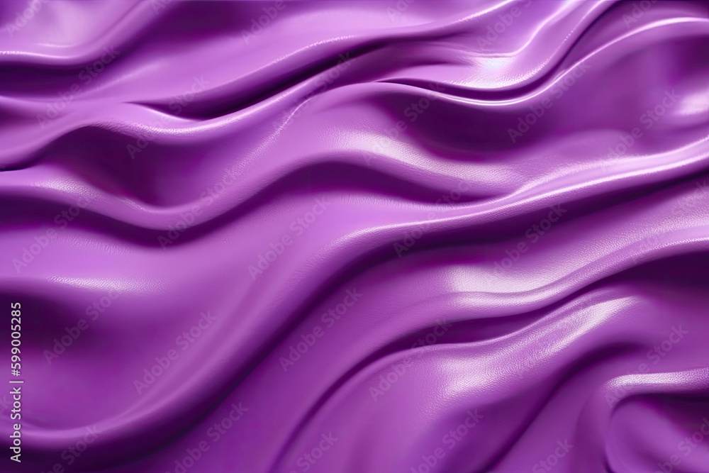 Fototapeta premium Liquid violet wavy plastic texture. Wrinkle silicone sheet. Generative AI