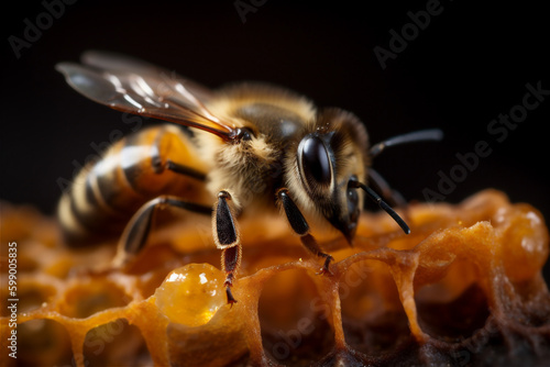 Bee on honeycomb. AI generated content