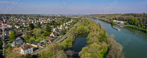 aerial view on the city of Boissise le Roi in Seine et Marne in France