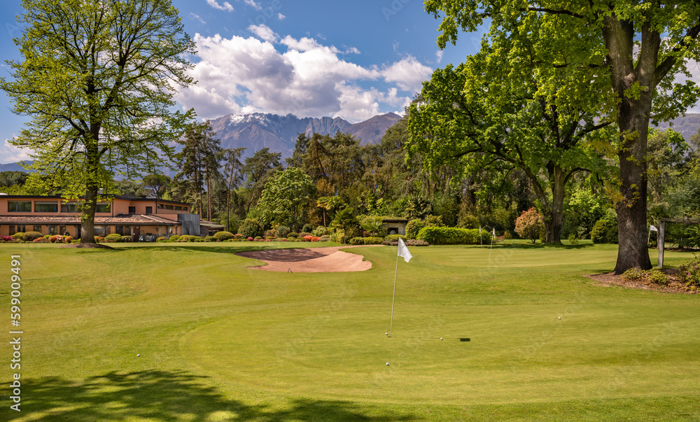 Obraz premium View of Golf Course in luxury Ascona resort, Switzerland.