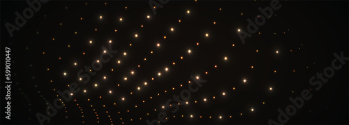 Black abstract vector background with light effect and sparks. Luxury wide horizontal banner. Vector illustration Generative AI