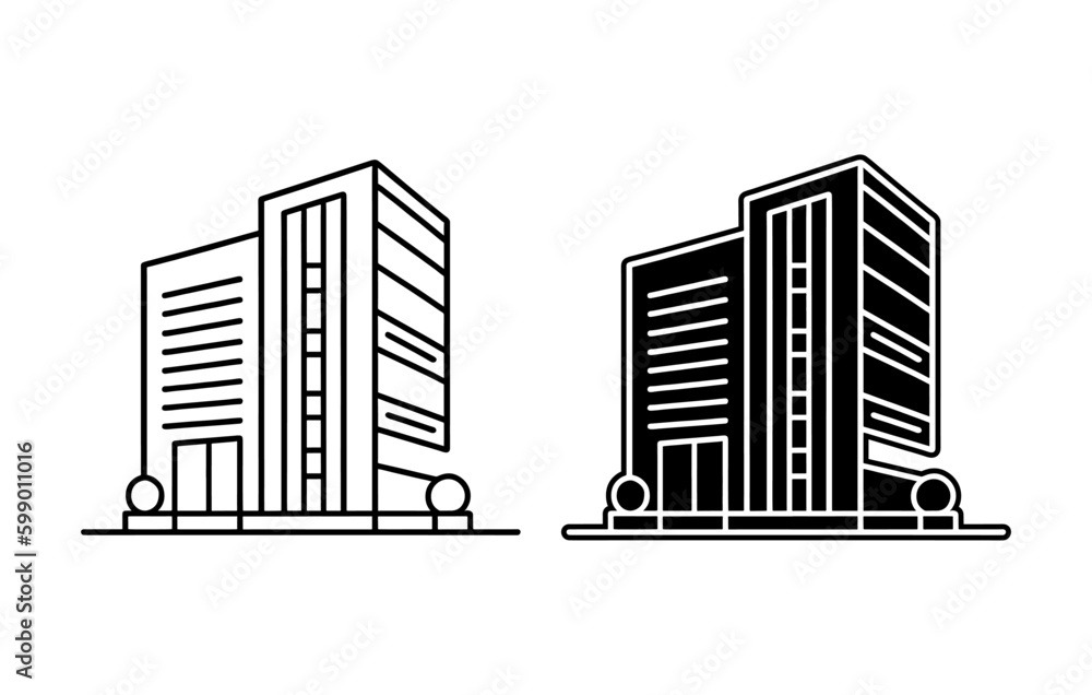 Building icon vector outline, Building vector illustration, Building logo line art