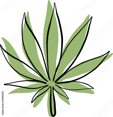 Fototapeta Naklejka Na Ścianę i Meble -  simplicity cannabis leaf continuous freehand drawing.