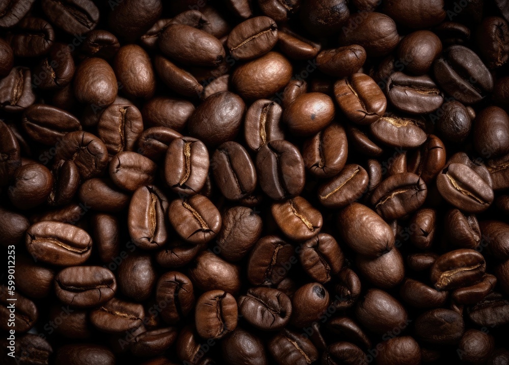 close up shot of coffee beans on a background Generative Ai close up shot of coffee beans on a background Generative Ai