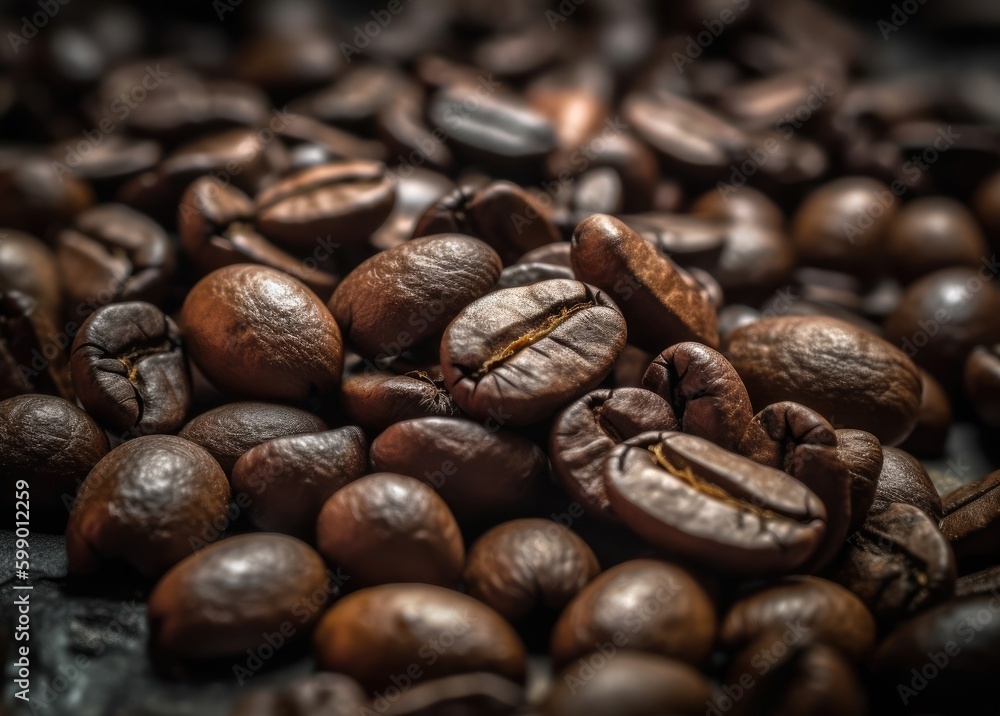 close up shot of coffee beans on a background Generative Ai close up shot of coffee beans on a background Generative Ai