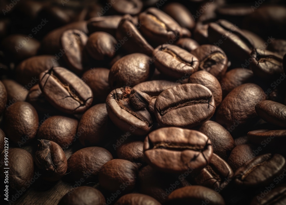 close up shot of coffee beans on a background Generative Ai close up shot of coffee beans on a background Generative Ai