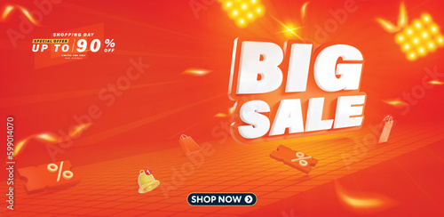 Big sale 3D-style vector and 3D elements are available for use on online shopping websites or in social media advertising.