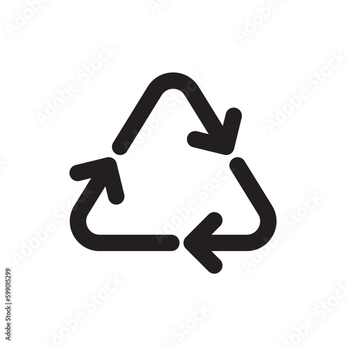 Recycle icon. Recycling icon. Environmental treatment flat sign design. Ecological recycling arrows symbol. Disposal pictogram. Outline symbol design. Linear UX UI icon