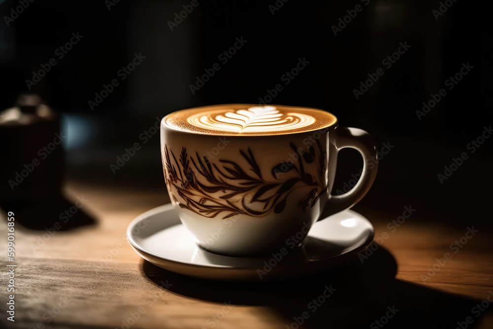 Coffee Mug With Latte Art. Generative AI Coffee Mug With Latte Art. Generative AI