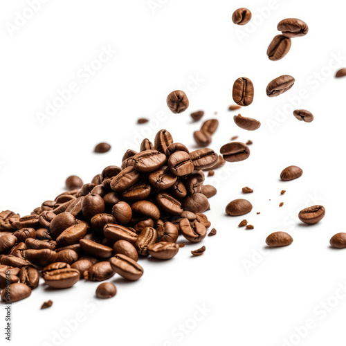 Falling Coffee Beans On White Background. Generative AI