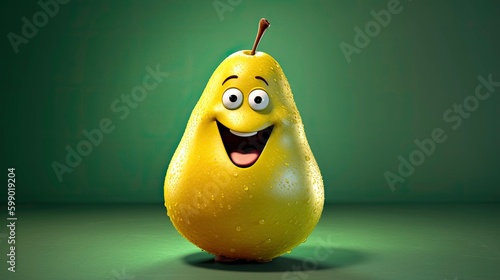 Funny Pear with a Smile: Illustration Generated by AI