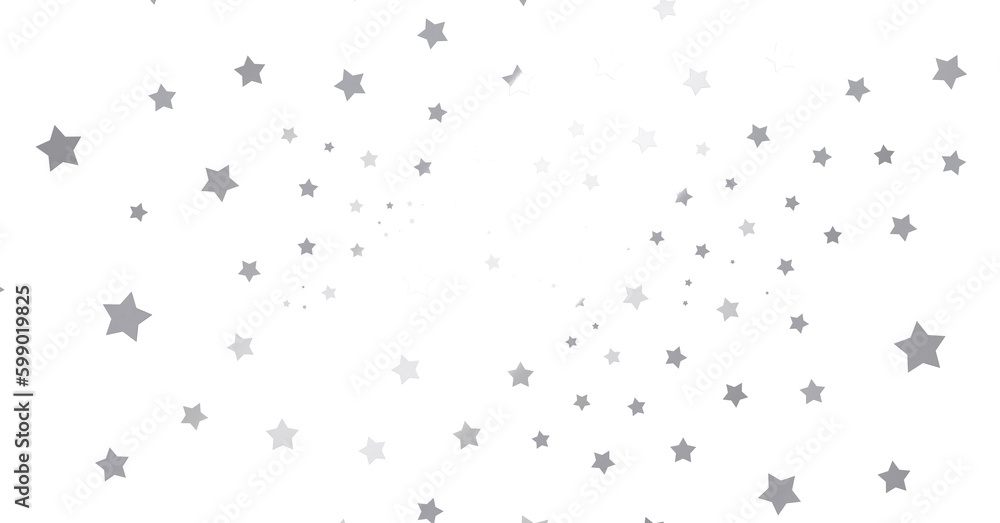 Silver star of confetti. Falling stars on a white background. Illustration of flying shiny stars. - png transparent