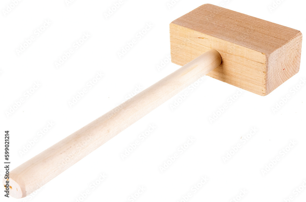 mallet wooden on a white background with a wooden handle mallet wooden on a white background with a wooden handle