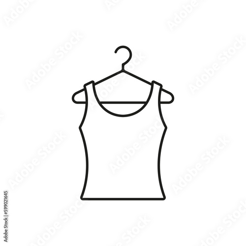 Tank top is on hanger icon. Vector. Line style.	