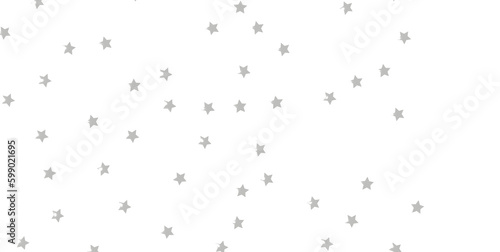 Silver stars confetti rain festive holiday background. Vector silver paper foil stars - png transparent