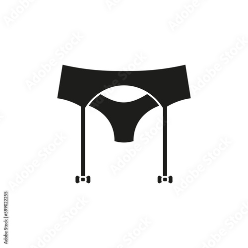 Panties and belt for stockings icon. Vector. Flat design.	
