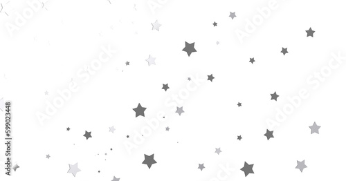 Silver star of confetti. Falling stars on a white - png transparent