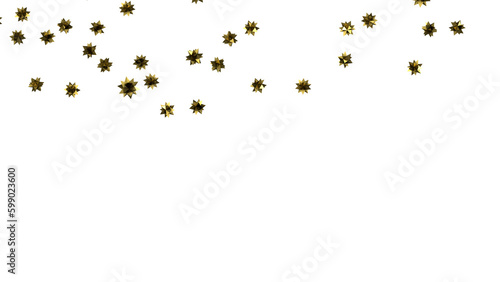Stars - stars. Confetti celebration, Falling golden abstract decoration for party, birthday celebrate, (PNG transparent)