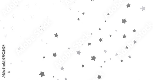 Silver star of confetti. Falling stars on a white - png transparent