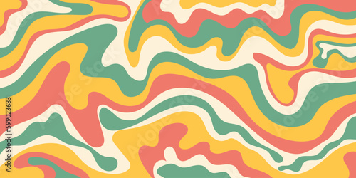 Psychedelic swirl groovy pattern.Groovy liquid background in trendy 70s, 80s style.Vector illustration