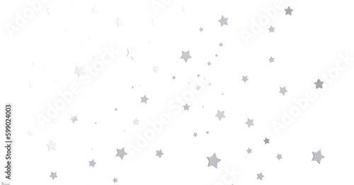 Silver star of confetti. Falling stars on a white - png transparent