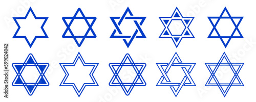 Star of David symbol. Jewish Israeli religious symbol. Judaism sign. Vector illustration Star of the Jewish star on a white background vector icon set eps10 photo
