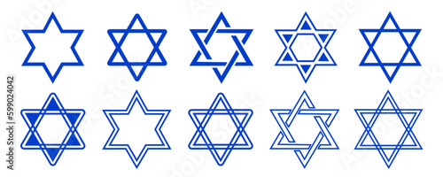 Star of David symbol. Jewish Israeli religious symbol. Judaism sign. Vector illustration Star of the Jewish star on a white background vector icon set eps10