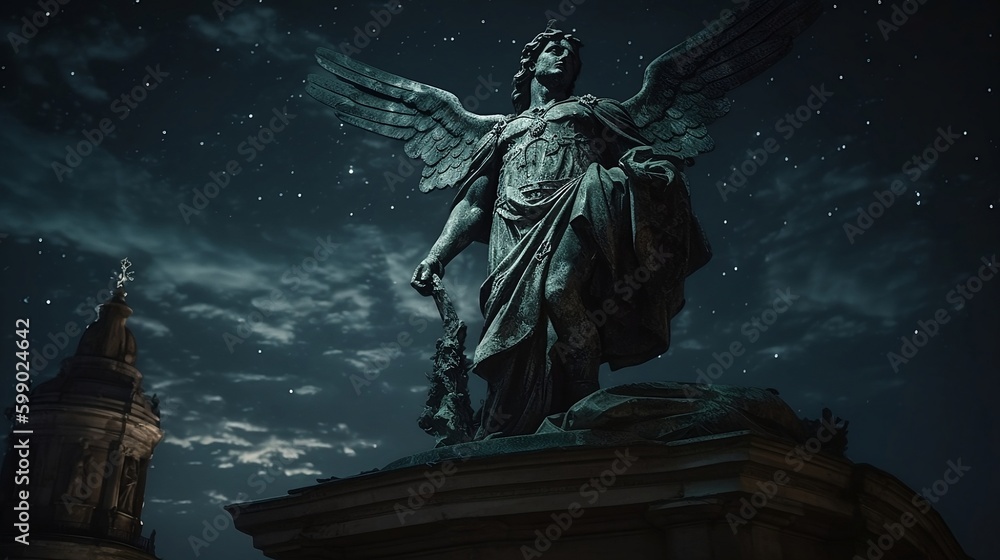 Angel statue with wings. Generative AI. Angel statue with wings. Generative AI.
