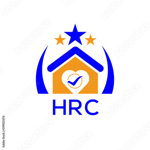 HRC House logo Letter logo and star icon. Blue vector image on white background. KJG house Monogram home logo picture design and best business icon. 
 photo