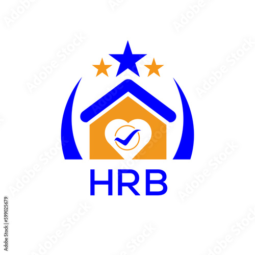 HRB House logo Letter logo and star icon. Blue vector image on white background. KJG house Monogram home logo picture design and best business icon. 
 photo