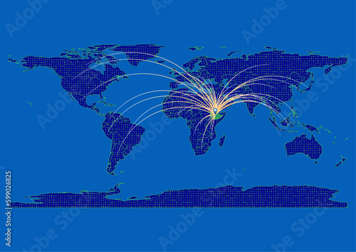 Vector Ethiopia map, map of Ethiopia for  emphasizing export, technology, trade and innovation. Enhance presentations and marketing materials. Ideal for businesses, entrepreneurs.