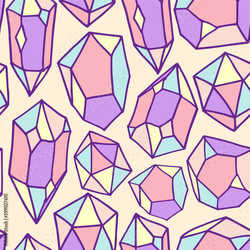Multicolor gems seamless pattern on isolated background design