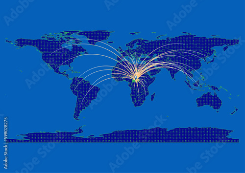 Vector vibrant and detailed map for Central African Republic emphasizing export, technology, trade and innovation. Enhance presentations and marketing materials. Ideal for businesses, entrepreneurs.