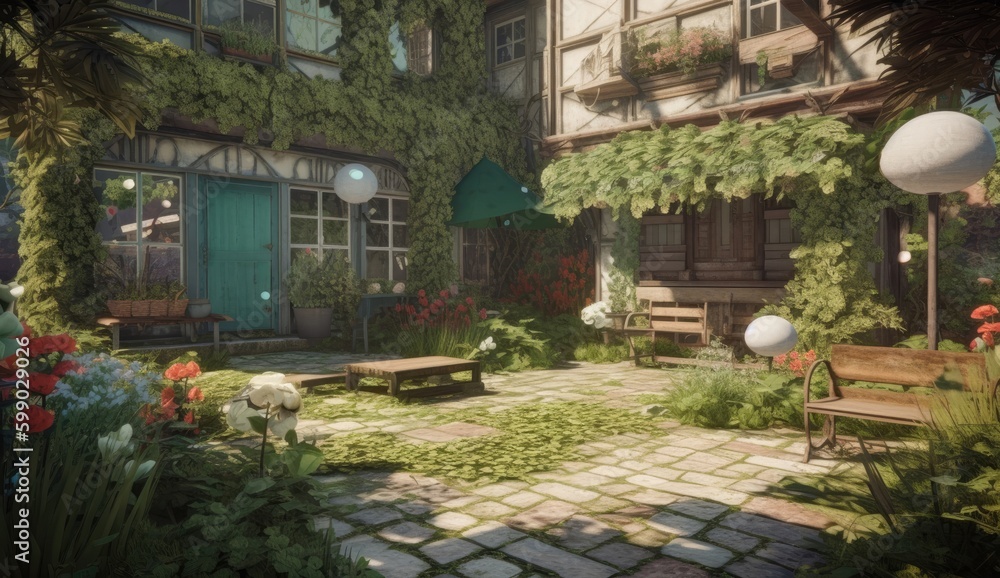 Fototapeta premium a garden with lots of greens and green stuff Generative Ai