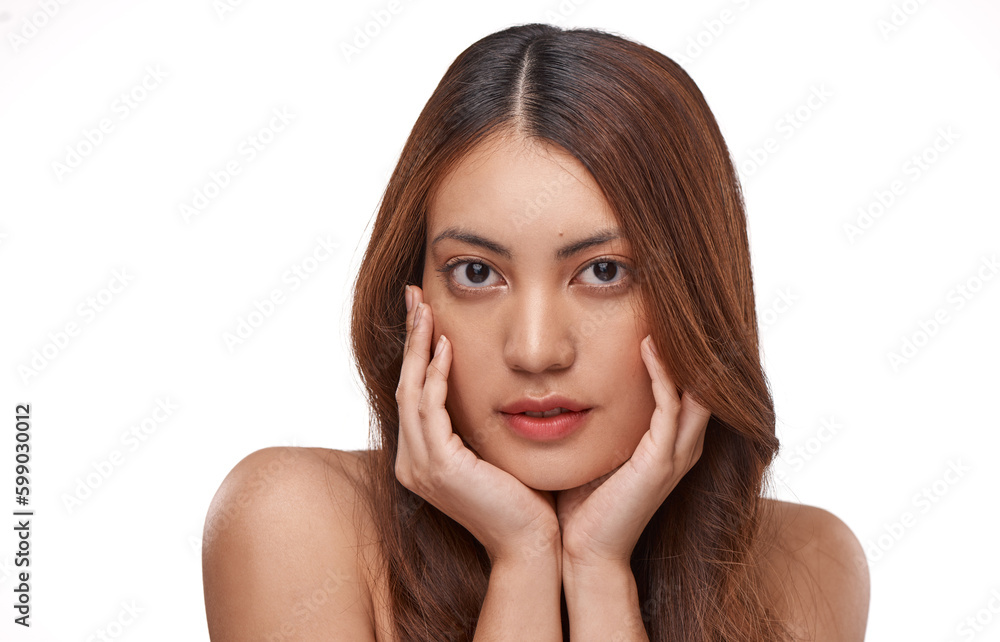 Youre a diamond, nothing can break you. Studio shot of a beautiful young woman with long brown hair against a white background. Youre a diamond, nothing can break you. Studio shot of a beautiful young woman with long brown hair against a white background.