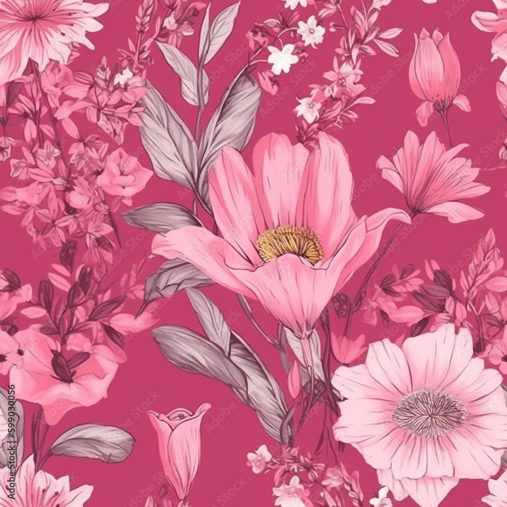 Obraz premium seamless pink floral symphony backgrounds