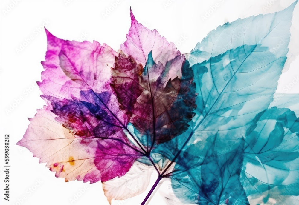 pink and blue textured leaves Generative Ai