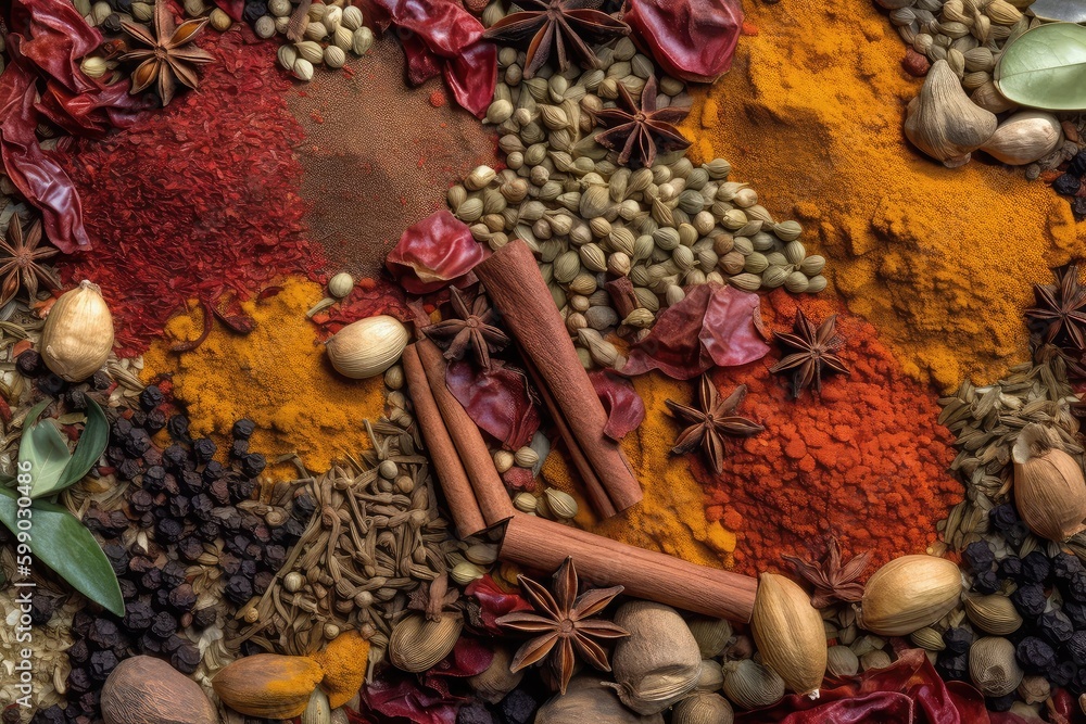 Variety of spices. Spices composition