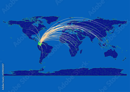 Vector Colombia map, map of Colombia for  emphasizing export, technology, trade and innovation. Enhance presentations and marketing materials. Ideal for businesses, entrepreneurs.